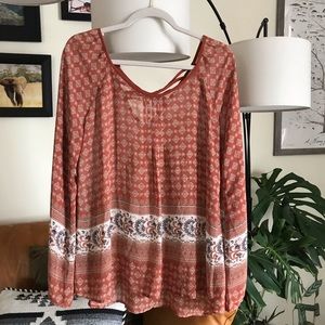 Sheer Burnt Orange Blouse